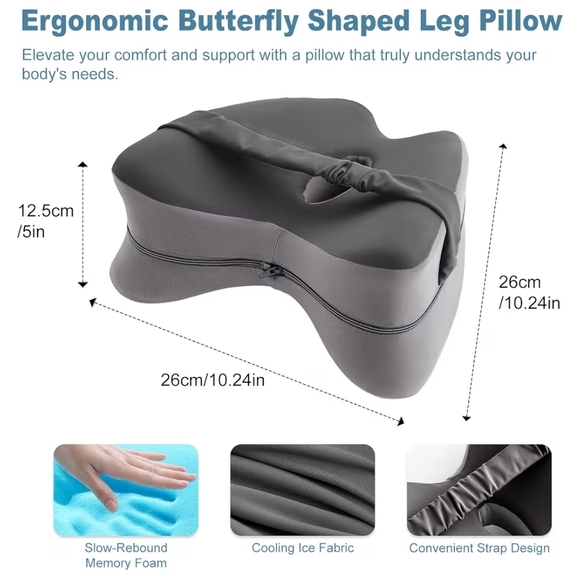 Knee Pillow for Side Sleepers, Memory Foam Leg Pillow for Side Sleeping, Cooling - Picture 2 of 3